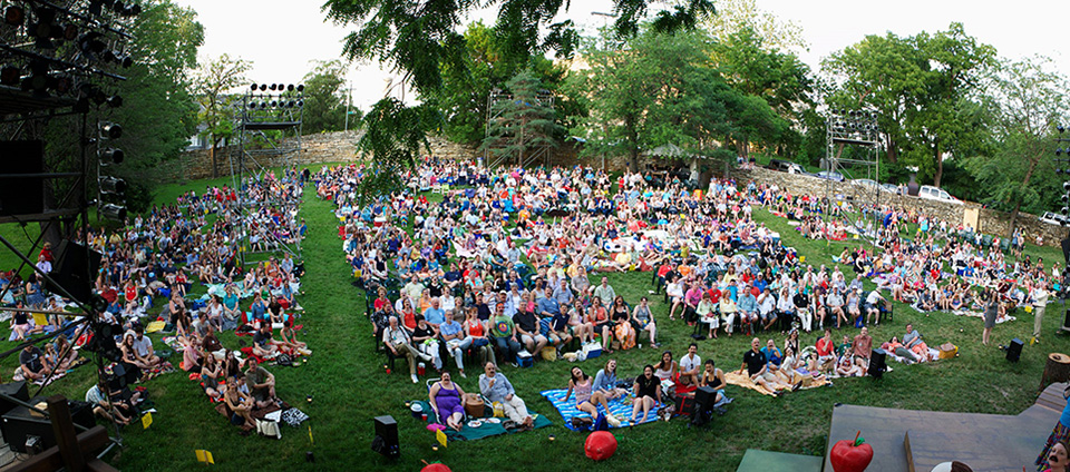 Audience Members seating in Southmoreland Park Kansas City Missouri for Heart of America Shakespeare Festival